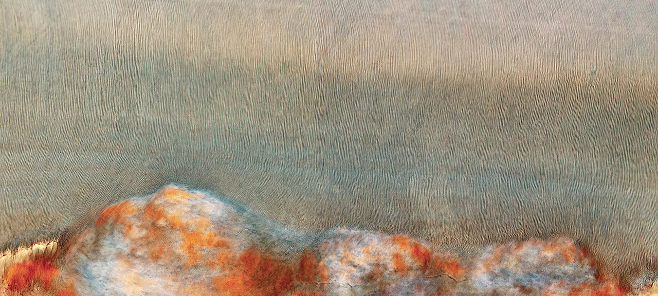 日照金山。脱钙牙齿切片，牙本质与牙骨质交界处，×100，明视野+ 偏振光，2016